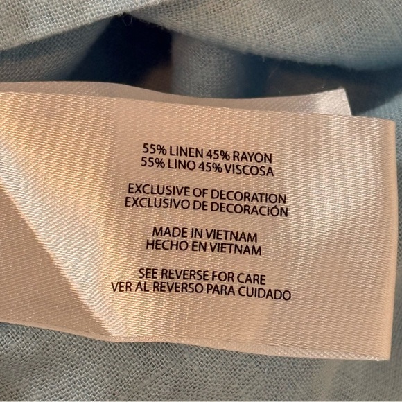 Orvis Outdoors Blue Linen Rayon Blend Cap Sleeve Collared Shirt Top SZ XXL - Picture 8 of 8